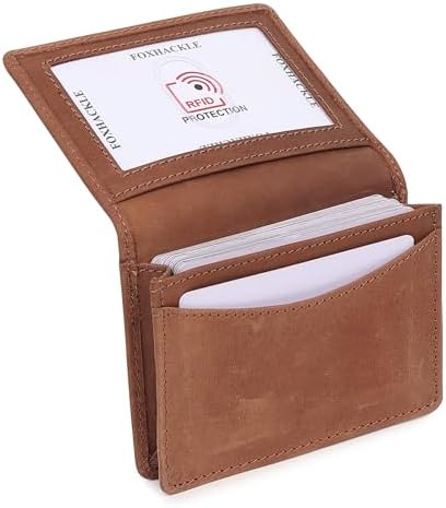 Tarjetero Elegante De Cuero Artificial – 12 Compartimentos Para Tarjetas De Crédito Y Visitas – Marrón Con Costuras De Contraste