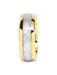 Alianza de boda de tungsteno para hombre: alianza de boda, de carburo, tradicional, única, con bordes enchapados en oro de 14 k e incrustación de meteorito de plata de imitación; joyas básicas para bodas de 8 mm, para hombre mujer.