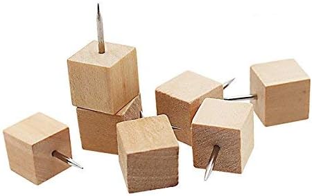 Meeya Wood Head Push Pins Thumb Tacks Decorative Home Office Novelty Style Square 20pcs