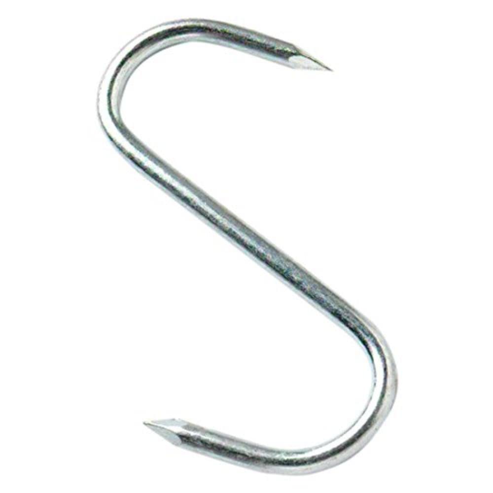 Merriway BH05402 (10 Pcs) Butchers Pointed Kitchen S-Hook BZP Steel 150 mm - Pack of 10 Pieces
