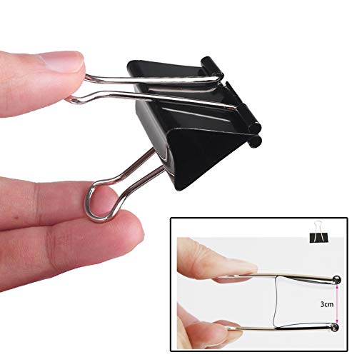 42 Pcs 2 Inch/51mm Binder Clips Paper Clamps Paper Binder Clips Metal Fold Back Clips with 2 Inch Paper Clips for Office, School and Home Supplies, Black
