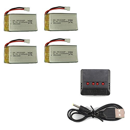 UUMART 4PCS 3.7V 1100mAh Upgraded Lipo Battery For Syma X5SC X5SW RC Quadcopter Parts
