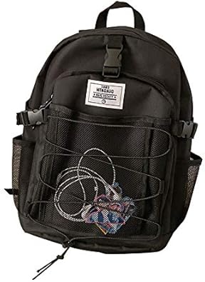 Amazon Co Jp 大容量 シンプルタグデイリーバック レディース リュック 韓国人気 バックパック 軽量 リュックサック おしゃれ かわいい 高校生 通学 通勤 ブラック シューズ バッグ