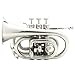 Mendini MPT-N Nickel Plated Bb Pocket Trumpet + Tuner, Case, Stand, Mouthpiece, Pocketbook & More