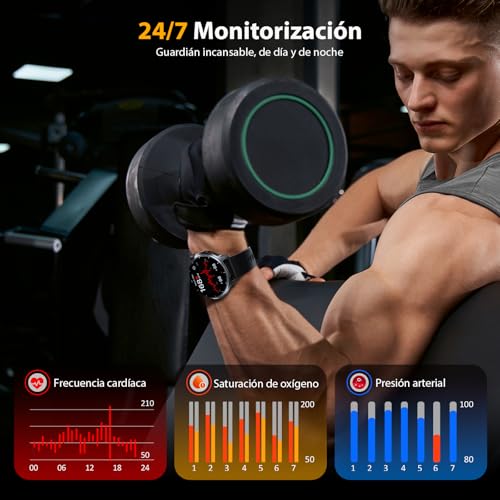 SLOKSFil Reloj Inteligente Hombre Militar con Bluetooth Llamada, 1000mAh Smartwatch Hombre con 1,52" HD/110+ Modos Deportes/24/7 Pulsómetro/Sueño/IP68 Impermeable/Podómetro Android iOS (Silica)