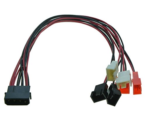6x 3Pin Fans to D type 4Pin Molex Power Y-Splitter Cable Support 12v/7v/5v fan 22awg 30cm