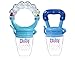 Bububaby Baby Feeder for Fruit & Fresh Food / Silicone Teething Toys/ Feeding Pacifiers for Boys and Girls, Rattle, Extra Teats and Pacifier Clip Holder, 2 Pack (Sky Blue)