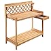 Giantex Potting Bench Garden Potting Benches Outdoor Planting and Gardening Work Station Solid Wood Construction Potting Table with Side Drawer and Rack Shelves 44