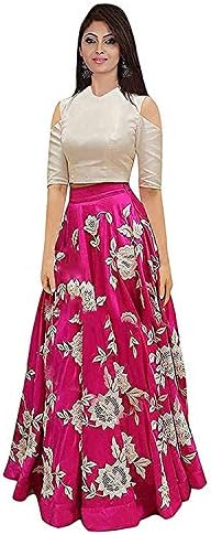 Radhe fashion Women's Cotton Silk Semi-Stitched Gown (pink_Free Size)