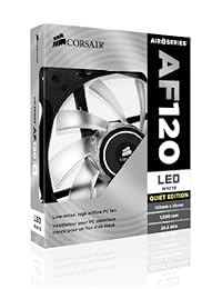 Ventilador Air Series AF120 de Corsair, con un alto flujo de aire, edición silenciosa con LED, paquete individual, Blanco