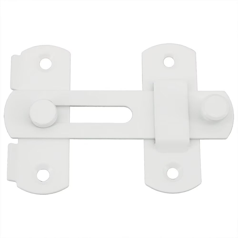 Sayayo Gate Lock Door Latch 180° Small Gate Bolt Sliding Door Lock for Wooden Gates Internal Door Garden, Stainless Steel White, 2MM Thickness