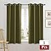 NICETOWN Olive Green Christmas Decoration Blackout Drape for Nursery, Fashion Thermal Insulated Blackout Room Darkening Curtain/Drapery with Ring Top (Single Panel, 42 by 63 inches, Olive Green)