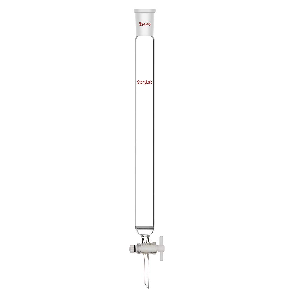 stonylab Glass Chromatography Column, Borosilicate Glass 24/40 Joint Chromatography Column with Fritted Disc and PTFE Stopcock, 300mm Effective Length 30mm Column O.D.