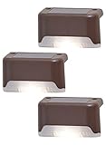 Ideaworks Solar Powered Deck Step Lights, 3 Pack Wall Mount Patio Rail Outdoor Lamp Light
