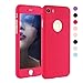 iPhone 6 Plus Case - GreenElec [Ultra-thin] 360 All Round Protective - Hard Hybrid Plastic Slim Cover Case with [Tempered Glass Screen Protector] for iPhone 6 Plus / iPhone 6S Plus (Red)
