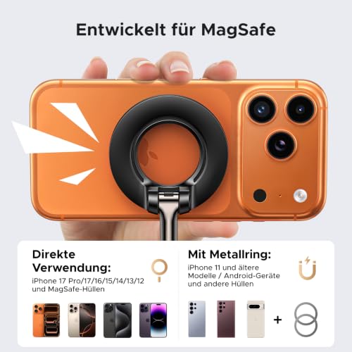 UGREEN Magnetic Mobile Phone Stand 360° Rotatable Portable for Gym | Double-sided strong magnetic, easy to install, foldable and portable, suitable for most mobile phones