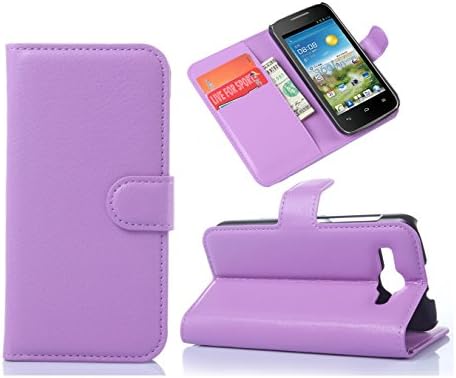 Ascend Y520 Case, Premium PU Leather Wallet Case Cover with Card Slots and Cash Compartment Case for Huawei Ascend Y520 (Wallet Purple)
