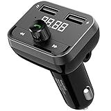 Nulaxy V4.2+EDR Bluetooth FM Transmitter for Car, Wireless FM Radio Adapter Connect 2 Devices Simultaneously Support 5V/2.5A USB Charge, Hands-Free Talking, USB Drive and Aux Output - KM32