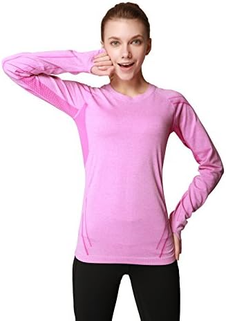 WW SPORTOWN Women's Long Sleeve Seamless Running/Yoga Shirt Tops Base Layer Tee