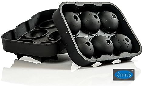 Clytius 6 Ice Balls Mold - #1 Ice Ball Mold - Premium Black Flexible Silicone Ice Tray - Round Ice Ball Spheres 6 X 4.5 cm (Pack of 1) by"Clytius.com"