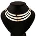 Phoenix b2c Exaggerated 3 Layers Women's Semi-Circle Statement Chain Choker Necklace (Golden)