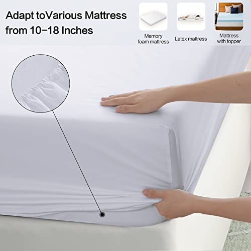 EASELAND Queen Sheets 100 Cotton Sheets 18 Inch Deep Pocket 400 Thread Count Cotton 4 Piece