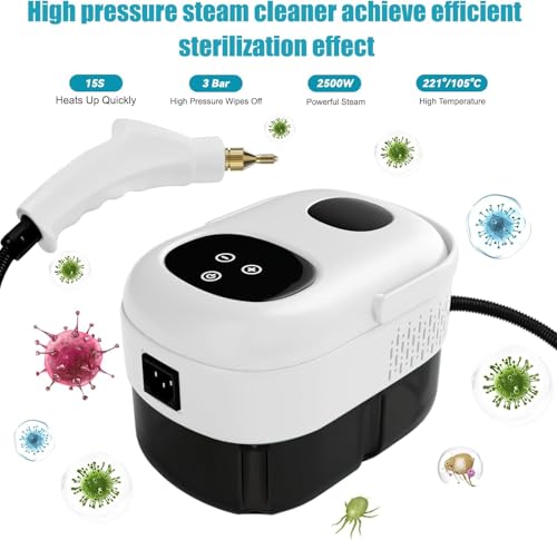 Handheld Steam Cleaner, Portable Steamer Cleaning, High Pressure Steam Cleaner with 6 Brush Heads, Smart Touch Screen, 6-Speed Adjustment for Floor, Car, Couch, Furniture, Kitchen, Bathroom