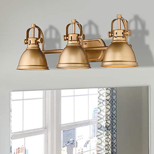 Emliviar 3Light Bathroom Vanity Lights, Antique Gold Finish with Metal