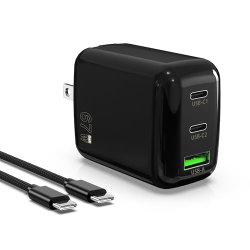 QIOUZW 67W 3-Port USB C GaN Fast Charger