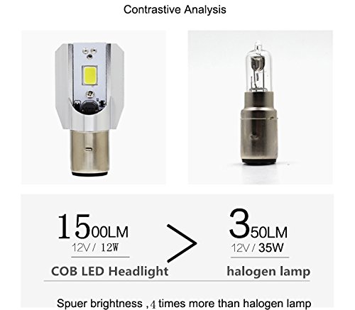 Oda Motorcycle Bike Headlights H6 BA20D DC 12V-80V 12W COB LED Motorcycle Bike Beam Headlight Bulb Strong Light for Motorcycle/Bike/Moped/Scooter/ATV