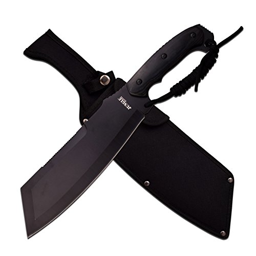 Jungle Master JM-034 Machete, Black Straight Edge Blade, Black Pakkawood Handle, 15.75-Inch Overall