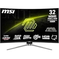 MSI MAG 325CQRXF E2 32 Inch WQHD Curved Gaming Monitor - 1000R 2560 x 1440 Rapid VA Panel, 240 Hz - 05ms (GtG, Min), Adaptive Sync - DP 14a, HDMI 20b CEC, USB Type-C (DP alt w- 15W PD)