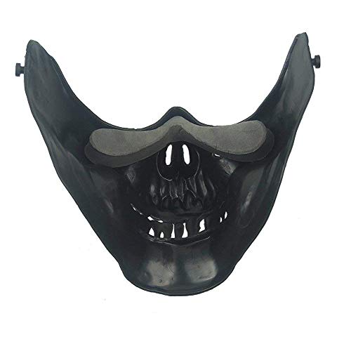 Xeminor Skull Mask Half Face Mask Airsoft Gear Mask Outdoor Protective Mask Halloween Cosplay Accessories Black - Thumbnail 5