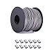 NITOO Stainless Steel 304 Wire Rope,7x7 Strand Core,for Hanging String Light,Picture Frames, Artwork ， Wire Rope Outer diameter is 1/16 inches,100FT Length Cable,120 lbs Breaking Strength