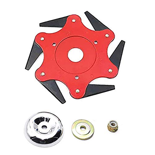 Automotor Outdoor Trimmer Head 6 Steel Razor Blade Trimmer Replacement 65Mn Lawn Mower Head Accessories Garden Lawn Mower Weed Brush Cutter with Adapter - Thumbnail 7