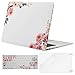 MOSISO MacBook Air 13 inch Case(A1369 A1466,Older Version 2010-2017 Release),Plastic Flower Pattern Hard Shell&Keyboard Cover&Screen Protector Only Compatible with MacBook Air 13,Pink Peony White Base