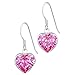 Hypoallergenic Sterling Silver Pink CZ Heart Dangle Earrings for Kids (Nickel Free)