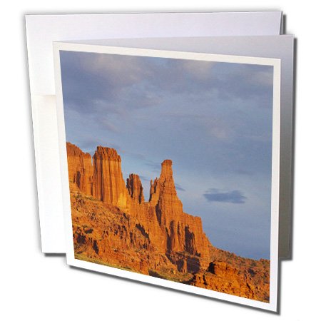 3dRose Fisher Towers in evening light near Moab, Utah, USA - US45 CHA0294 - Chuck Haney - Greeting Cards, 6 x 6 inches, set of 12 (gc_94719_2)