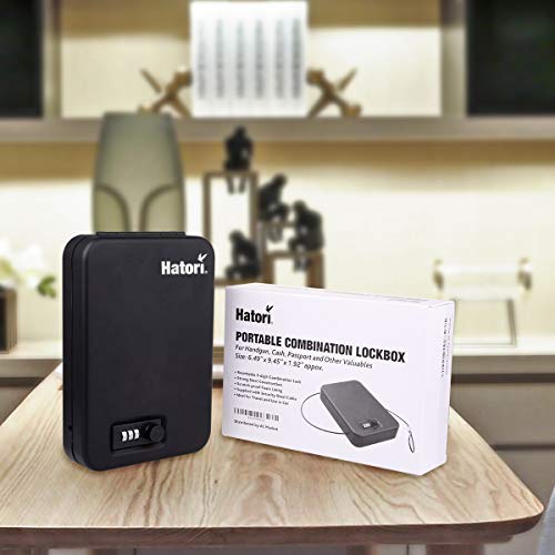 Hatori Handgun Safe Case, Metal Portable Pistol Rifle Gun Cabinet Lock Box Steel 3 Digital Combination Concealed Firearm Storage Car Safety Locker with Security Cable - Thumbnail 6