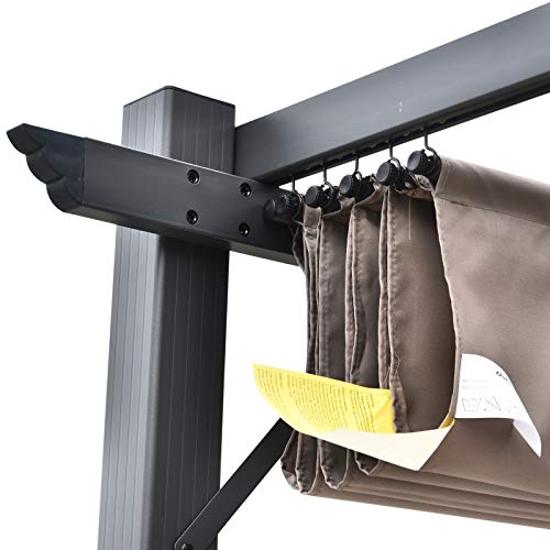 Outsunny Pergola Pavillon Terrassenüberdachung mit Schiebedach Garten Alu Kohlegrau+Kaffeebraun 3x3x2,23 m – Bild 8