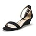 DREAM PAIRS Women's Ingrid Black Suede Ankle Strap Low Wedge Sandals Size 8.5 M US