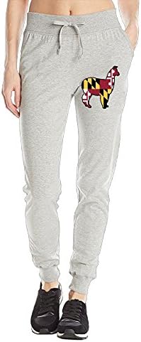 Maryland Flag Llama Custom Tie Waist Sweatpants With Side Pockets Fashion Jogger Pants For Ladies Medium Ash