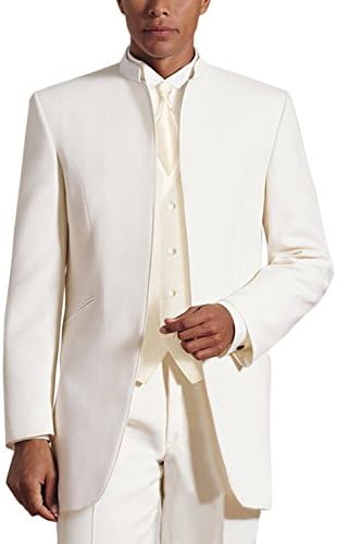 Men's 3 Pieces Wedding Suit Ivory White Tuxedo Suits Groom Tuxedos S2 (Ivory,54)