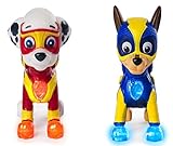 Characters Apparel PAW Patrol Mighty Pups Special Edition Figures with Light-up Badge and Paws, Marshall and Chase Bundle