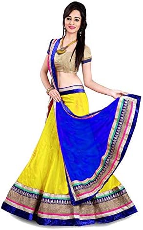 Jigss Women's Net A-Line Lehenga Choli (Kedar_Free Size_ Semi-Stitched)