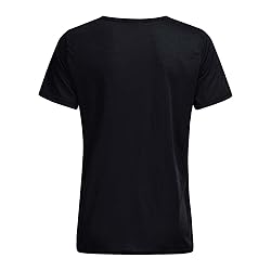 Women's Black Cotton 100% V-Neck Short Sleeve