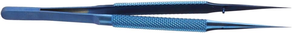 Fafeicy Ti Alloy Tweezer for Phone Repair Soldering, Jewelry Making & More, Blue, Pointed & Curved Style, 14cm/5.5in