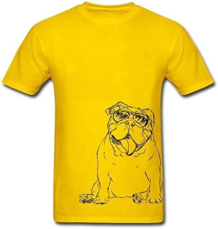 The English Bulldog Mens Tshirts Round Collar Cotton Gettshirts Yellow M