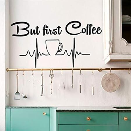 Pero La Primera Taza De Calcomanías De Café Diy Letras Negras Pegatinas