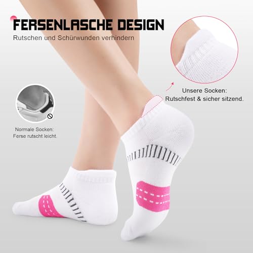 EconioSocken Sneaker Socks Women's 39-42, Anti-Blister Running Socks with Padded Support Short Ankle Socks Breathable Sports Socks Trainer Socks Women's 35-38.6 Pairs